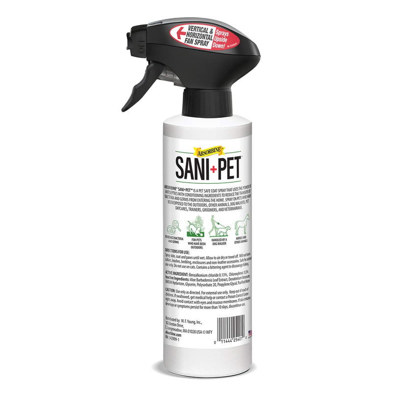 Absorbine SaniPet Pet-Safe Sanitizer Spray, Kills 99.9% of Germs in 60 Seconds or Less, Alcohol-Free, 16oz - PawsPlanet Australia