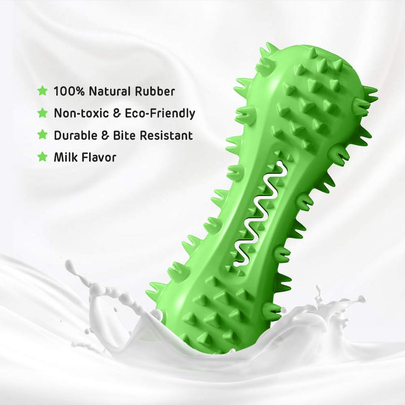 G TASTE Dog Chew Toys, Dog Toothbrush 2021 New Upgraded Doggy Teeth Cleaner Puppy Dental Care Dog Squeaky Toys Stick Natural Rubber for Dogs Tooth Brushing (green) Green - PawsPlanet Australia