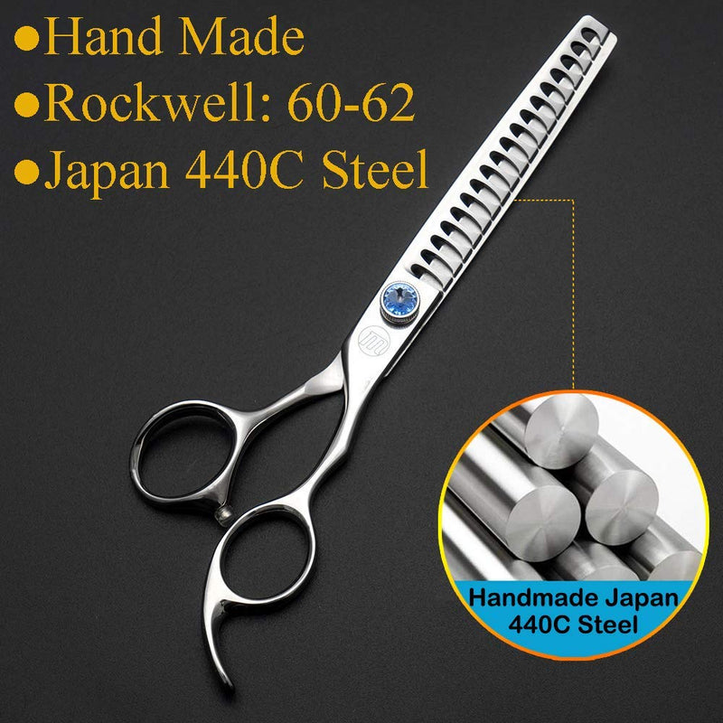 [Australia] - Moontay Professional 7.0" Dog Grooming Chunkers Scissors, Upward Curved Pets Grooming Thinning/Blending Shears - Japan 440C Stainless Steel for Pet Groomers or Family DIY Use 7.0 inches 18 Teeth 