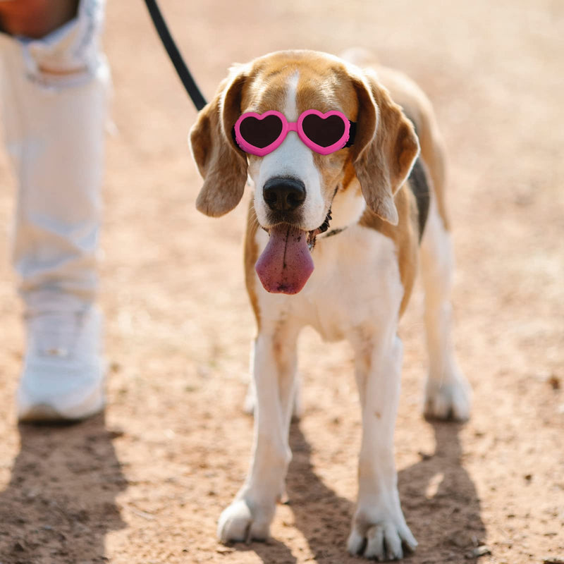 TOYMIS Pet Glasses, Small Breed Dog Sunglasses Adjustable High-Elastic Heart Shape Dog Goggles Dog Sunglasses Windproof for Pet Dogs Small Dog Eyewear Protection (Pink) - PawsPlanet Australia