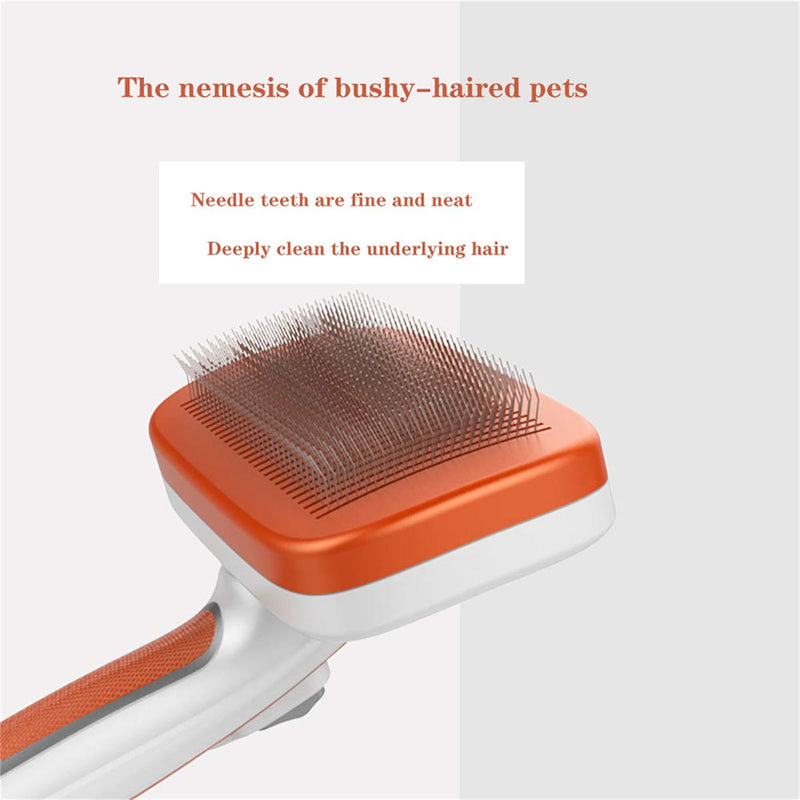 Inbell Retractable Brush, One-Button Dehairing Comb, Hair Removal Comb, Pet Brush, Automatic Depilation Comb, Sticking Needle Comb Orange - PawsPlanet Australia