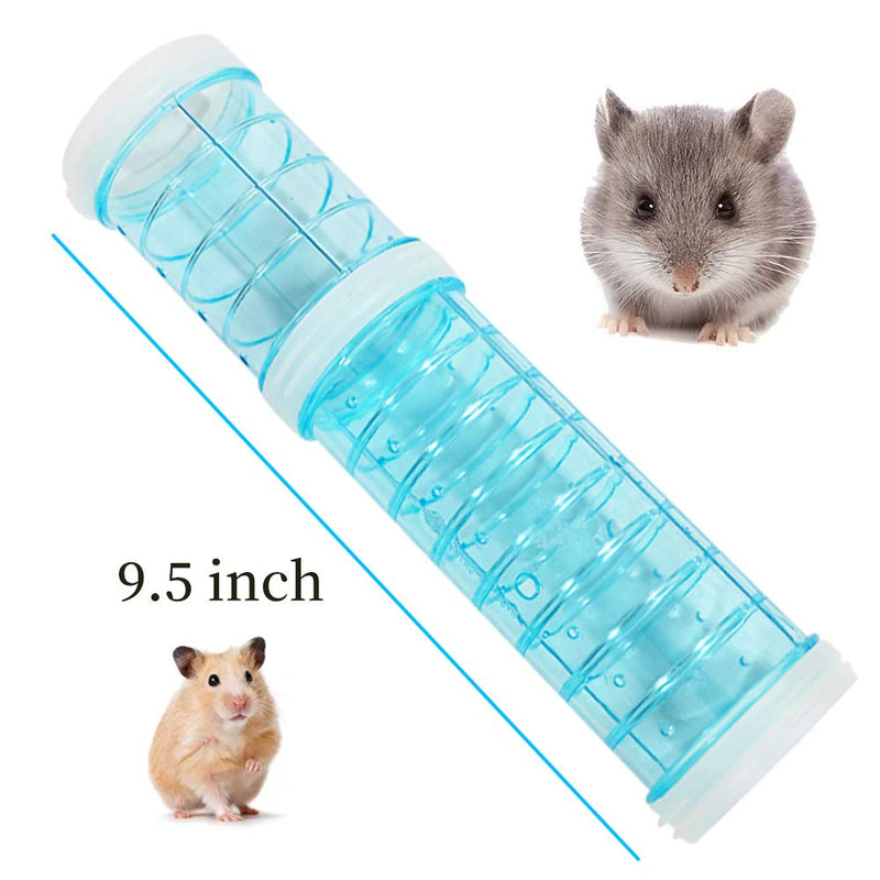 WishLotus Hamster Tubes with 2 Pipe Connection Plates, Adventure External Pipe Set Creative Transparent DIY Connection Tunnel Track to Expand Space Hamster Cage Accessories Hamster Toys Blue - PawsPlanet Australia