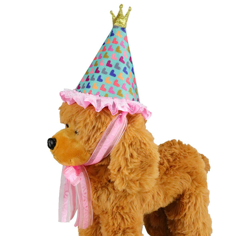 [Australia] - Aillion Dog Cat Pet Birthday Hat with Shiny Printed Hearts and Bowtie Collar B Green 