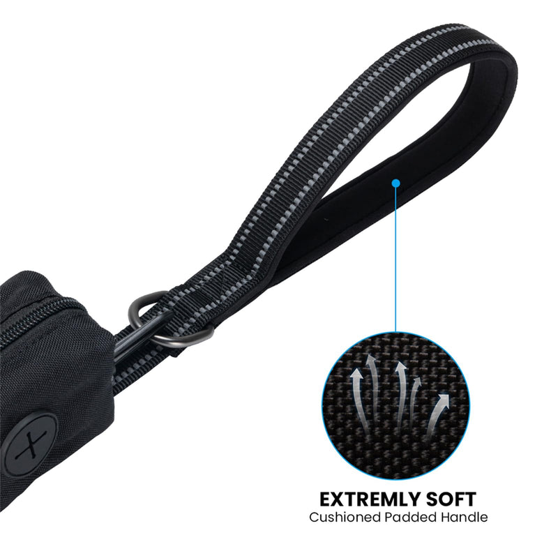 EXCELLENT ELITE SPANKER Reflective Nylon Dog Training Leash Strong Durable Dog Leash 5 Feet Long 1" Wide with Poop Bag Holder for Small and Medium Dogs（Black） Black 5.2FT*1'' - PawsPlanet Australia