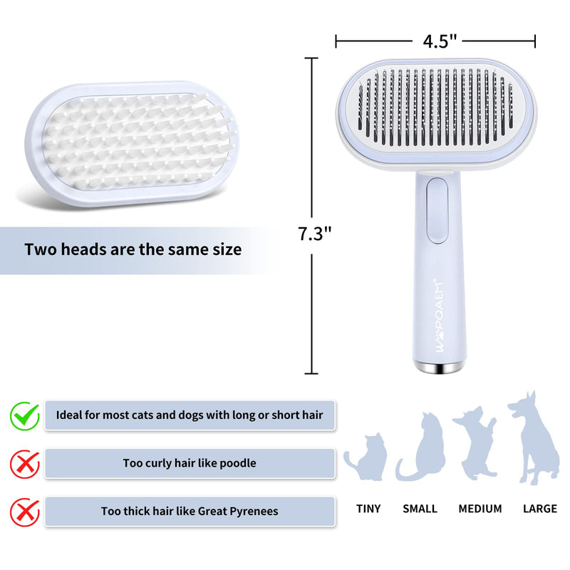 Cat Brush for Shedding Long or Short Haired Cats, Cat Brushes for Indoor Cats, Self Cleaning Slicker Brush for Large Medium Small Dogs, Pets Grooming Tool, Removes Mats, Tangles and Loose Fur - Blue - PawsPlanet Australia