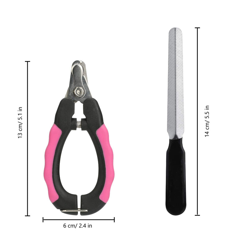 Phorris Professional Pet Nail Clippers (Scissors,Trimmers,Cutters) with Safety Guard + Nail File Tool Kit,for Trimming and Grooming Claw Nails of Small and Medium Breed. (Small, Pink+Black) - PawsPlanet Australia