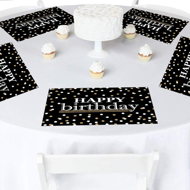 Big Dot of Happiness Adult Happy Birthday - Gold - Party Table Decorations - Birthday Party Placemats - Set of 16 Adult Happy Birthday - Placemat - PawsPlanet Australia