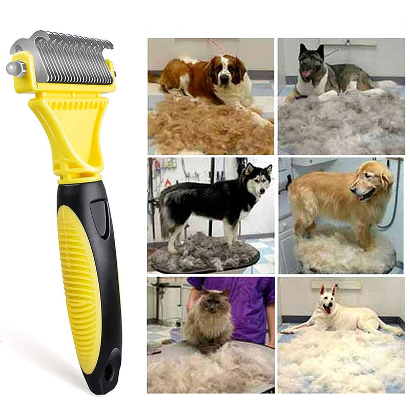 zfdg Pet Undercoat Rake, Dog Dematting Comb Tool, Pet Grooming Comb, Dog Combs for Grooming, Pet Grooming Comb Brush, for Removes Easy Knots Mats and Tangled Hair for Pet Dogs and Cats - PawsPlanet Australia