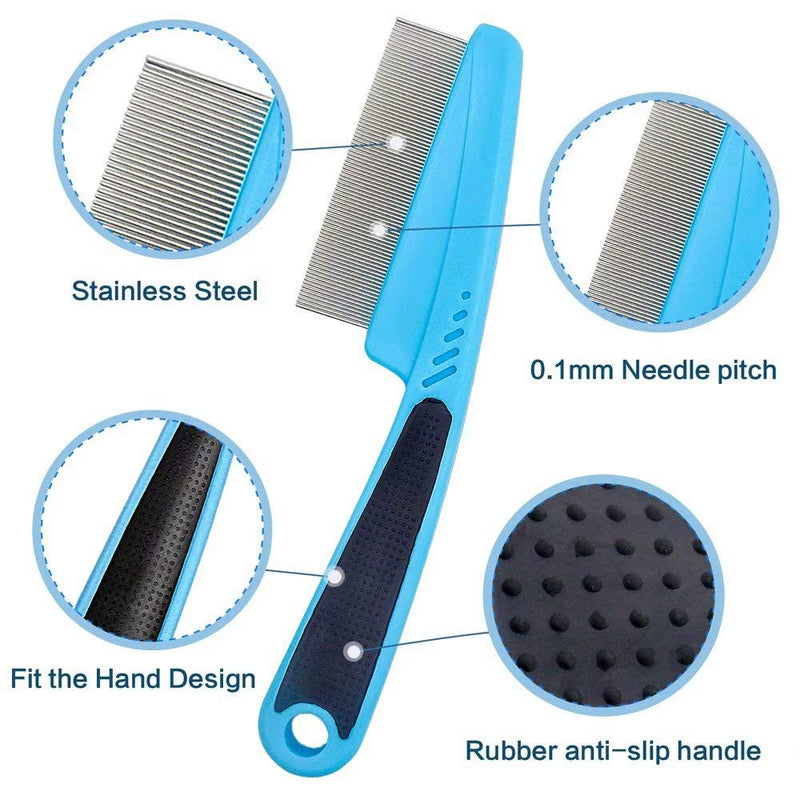 [Australia] - Aoche Pet Comb Dog Eye Comb for Tear Stains, Flea Comb for Cats Dogs Small Pets(3 Packs) Multicolor 