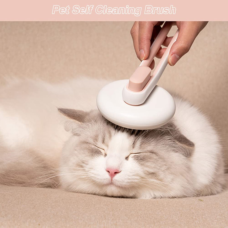 JIELISI Self Cleaning Slicker Brush for Dogs and Cats, Shedding and Grooming Tool for Pets, Cat Dog Brush with Round Tip Massages & Improve Circulation, Removes Loose Undercoat, Hairs, Fur (Pink) - PawsPlanet Australia