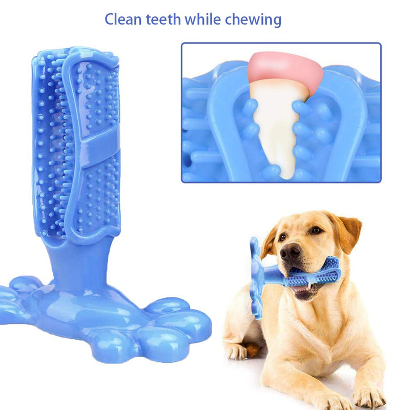 Dog Toothbrush Stick and Training Chew Toy, 2-Pack Set Pet Chew Toy, Non-Toxic Natural Rubber, Dental Care for Dogs, Teeth Cleaning (M, Blue) - PawsPlanet Australia