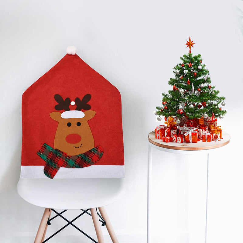 Christmas Dining Chair Slipcovers Great Chair Back Covers Xmas Chair Covers Decoration for Christmas Banquet Holiday Festival Decor 4Pcs - PawsPlanet Australia