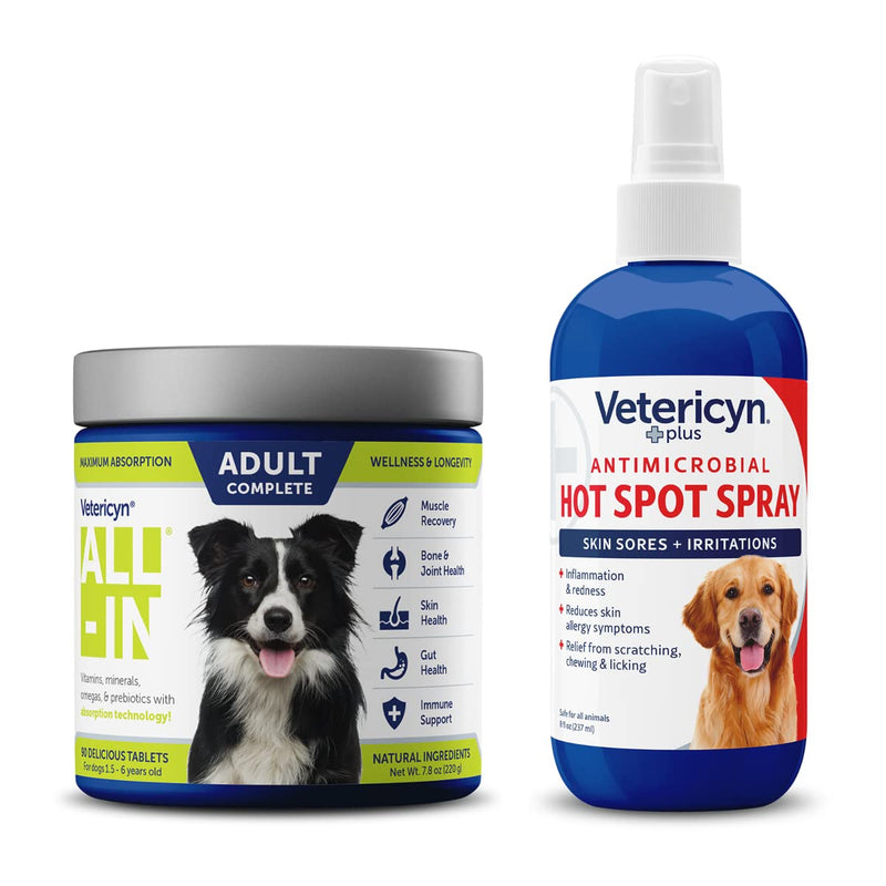 Vetericyn Dog Supplement and Hot Spot Spray. All-in Complete Dog Multivitamin and Supplement for Digestive, Immune, and Bone and Joint Health. Vetericyn Plus Hot Spot Spray Treatment for Dogs - PawsPlanet Australia