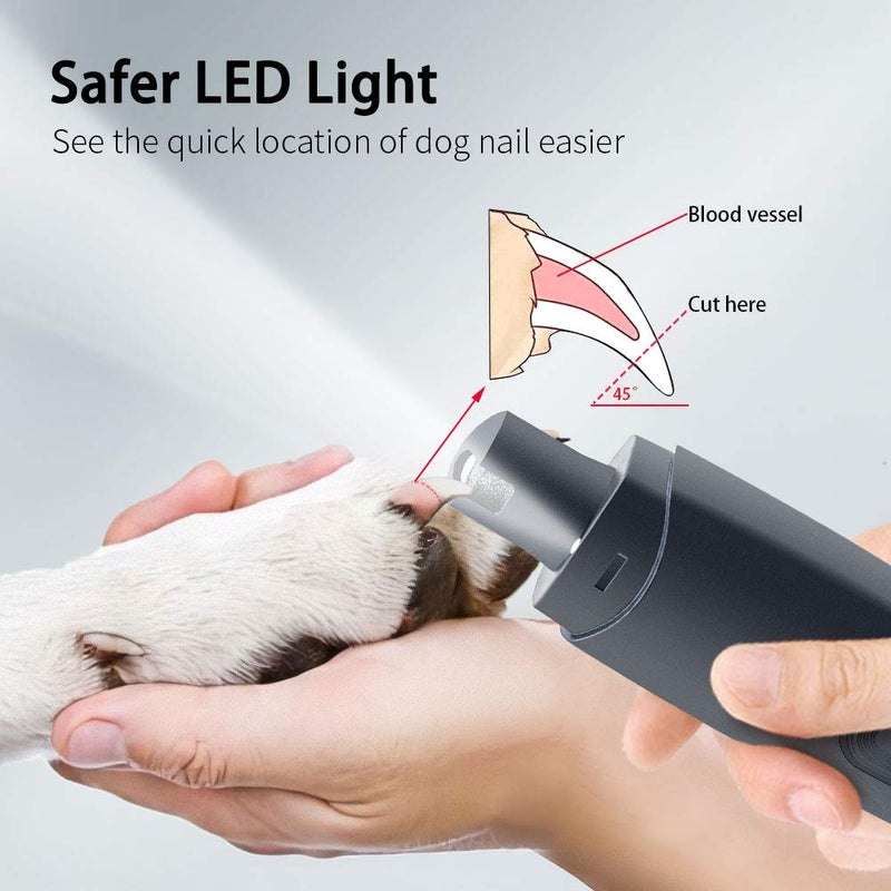 Petdexon Dog Nail Grinder Upgraded Waterproof Rechargeable Pet Nail Grinder with LED Light Electric 2-Speed Quiet LED Display Dog Nail Trimmer Paws Grooming for Large Medium Small Dogs and Cats - PawsPlanet Australia