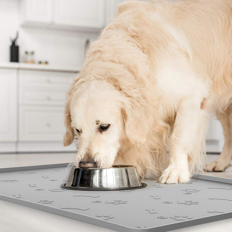 ME.FAN Dog Food Mat[24"x16"] Large Pet Food Mat - Nonslip Silicone Dog Bowl Mat - Washable Dog Feeding Mat for Food and Water, Waterproof Dog Food Mats for Floors 24" x 16"-Black - PawsPlanet Australia