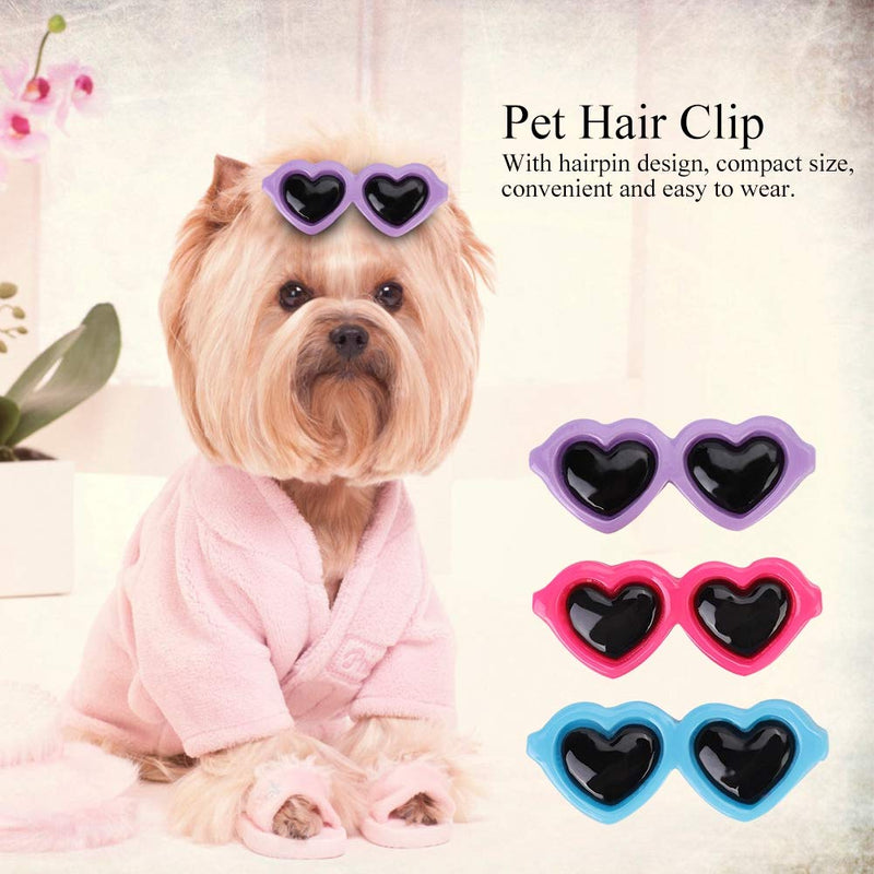 Hffheer 3Pcs Pet Hair Hairpin, Mix Colors Dog Hair Clip Glasses Shape Pets Hair Clip Dog Puppy Bow Patter Hair Clip Pet Grooming Bows(A) A - PawsPlanet Australia