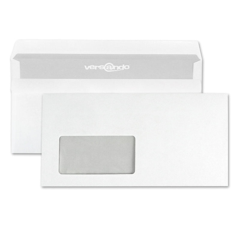 versando 250 window envelopes DIN long, 22 x 11 cm, white, with window, self-adhesive, envelopes, pack of 250 - PawsPlanet Australia