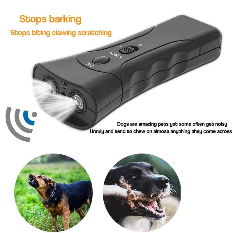 [Australia] - Dog Barking Deterrent Devices, 3 in 1 Handheld Ultrasonic Dog Bark Deterrent and Trainer with Dual LED Light and Wrist Strap, Anti Barking Device for Safe Use Indoor & Outdoor 