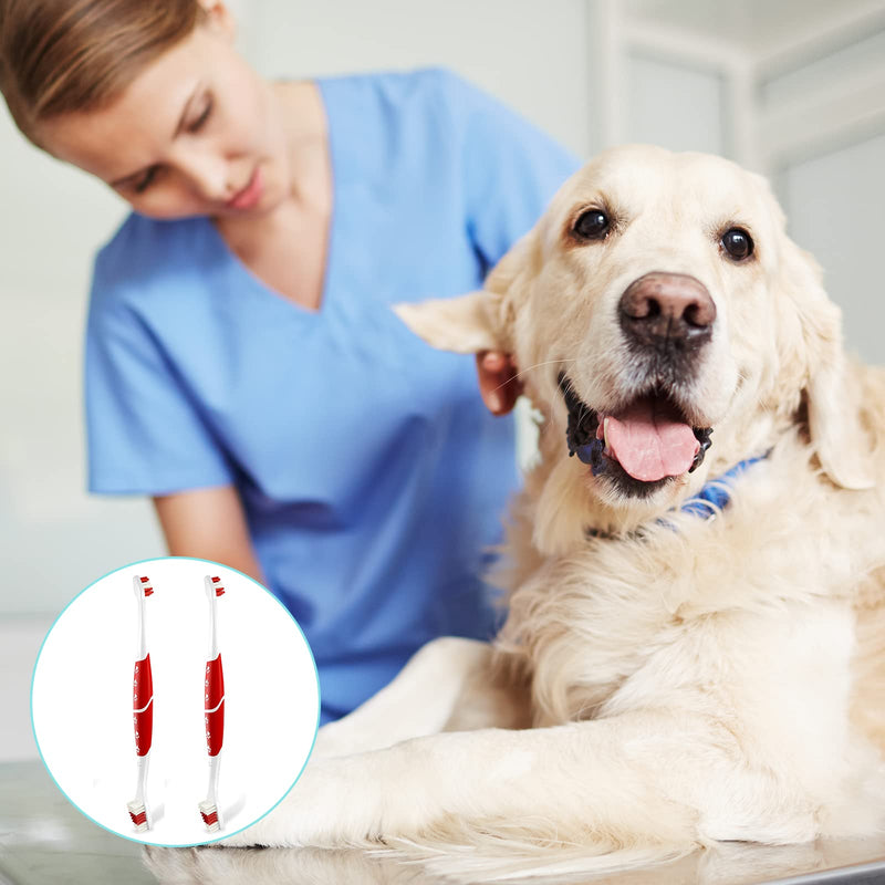 Diyxisk dog toothbrush 2 pieces pack dental care dog cleaning brushes, cat toothbrush, against tartar, bad breath and gingivitis, double-sided teeth cleaning set, red tool - PawsPlanet Australia