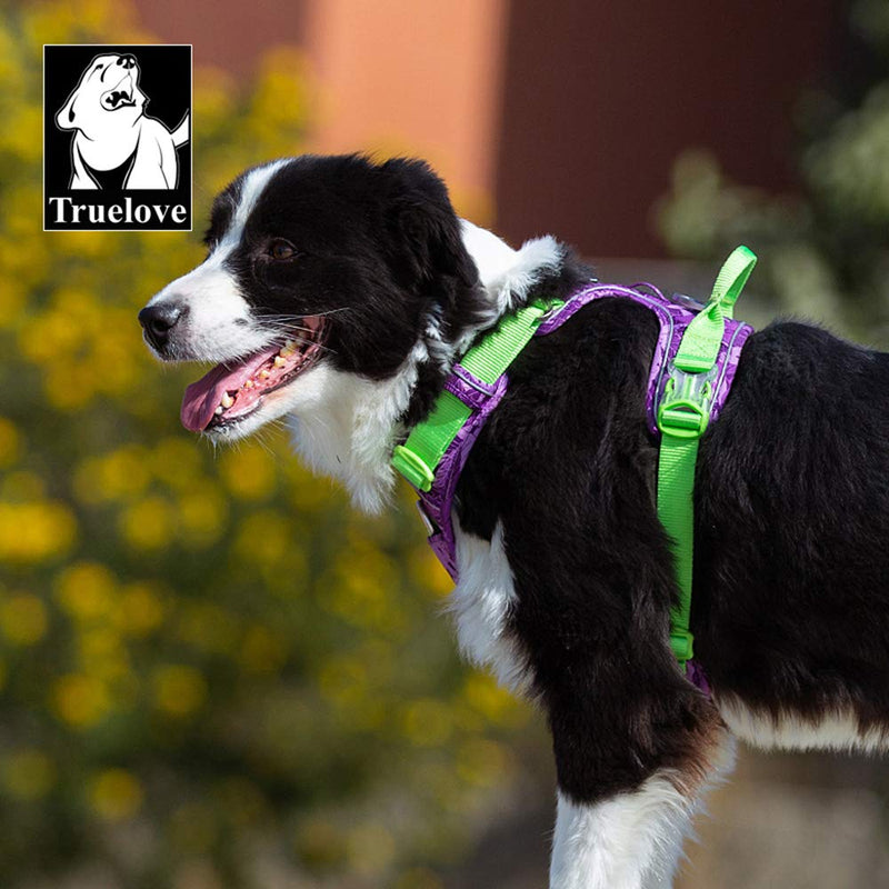 TRUE LOVE Dog Harness No Pull Adjustable Reflective Step-in Soft Nylon For Small Large Pet TLH5653(M, Camouflage Purple) M - PawsPlanet Australia