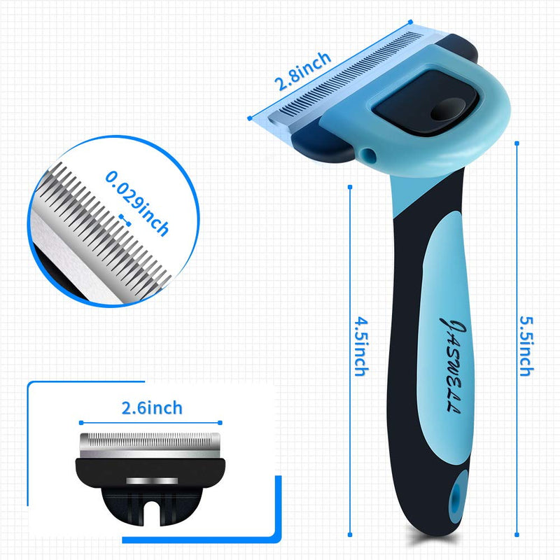 JASWELL Pet Hair Shedding Tool for Dogs and Cats Dog Grooming Tool Effectively Reduces Shedding by UP to 95% Professional Deshedding Brush (M, Blue) M - PawsPlanet Australia