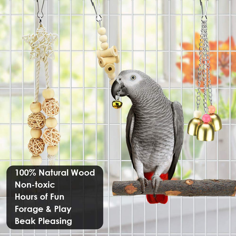 KATUMO Bird Toys, Natural Wood Coconut Bird House with Ladder Hanging Swing Pet Climbing Rotated Ladder Chewing Bells Bird Toys for Parakeet, Conure, Cockatiel, Mynah, Love Birds, Finch - PawsPlanet Australia