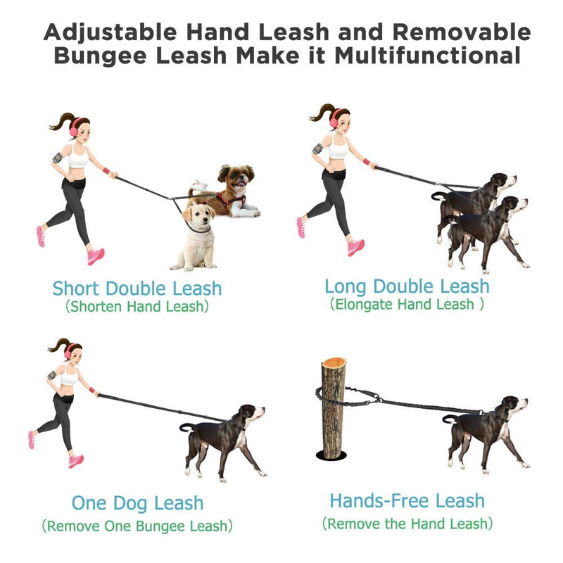 Peteast Double Dog Leash, Adjustable Heavy Duty Double Leash for Dogs Dual Dog Leash 360°Tangle Free & Soft Handle Two Dog Leash, Walking & Training Leash Two Dogs，2020 Upgraded Medium(1-110lbs) - PawsPlanet Australia