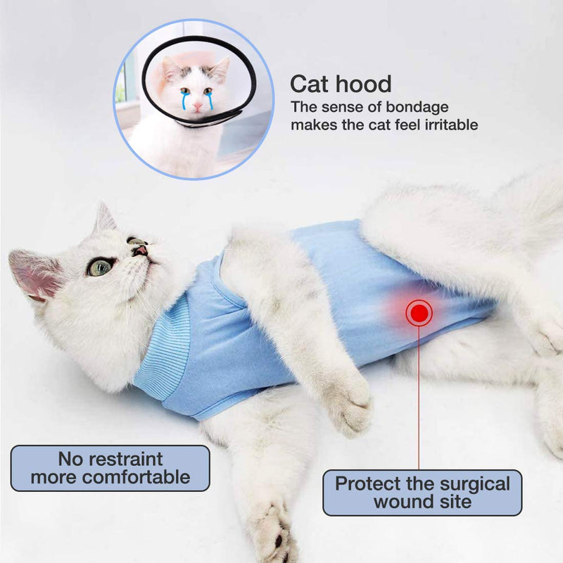 Cat Surgical Recovery Suit Abdominal Wounds or Skin Diseases, E-Collar Alternative,After Surgery Wear, Professional Home Indoor Pets Clothing S(Pack of 1) Blue - PawsPlanet Australia