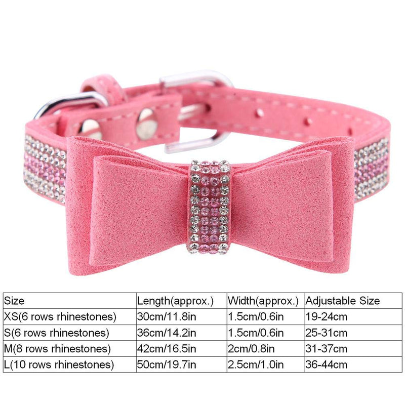 Dog Collar Pet Bow Tie Pet Necklace Dog Puppy & Cat Kitty Buckle Collar Adjustable Pink Buckle Rhinestones Pet Collar for Party Birthday Decor(M) M - PawsPlanet Australia