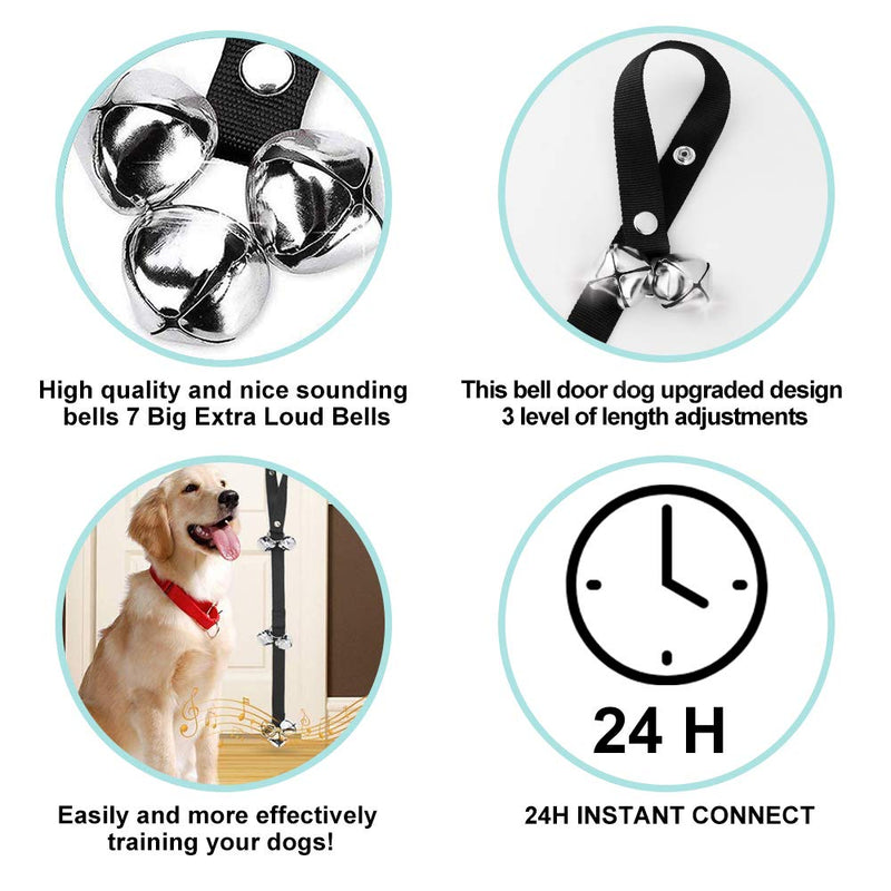 CUPDKS Dog Doorbells Premium Quality Training Potty Great Dog Bells Adjustable Door Bell Dog Bells for Potty Training Your Puppy The Easy Way - Premium Quality - 7 Extra Large Loud 1.4 DoorBells black1 - PawsPlanet Australia