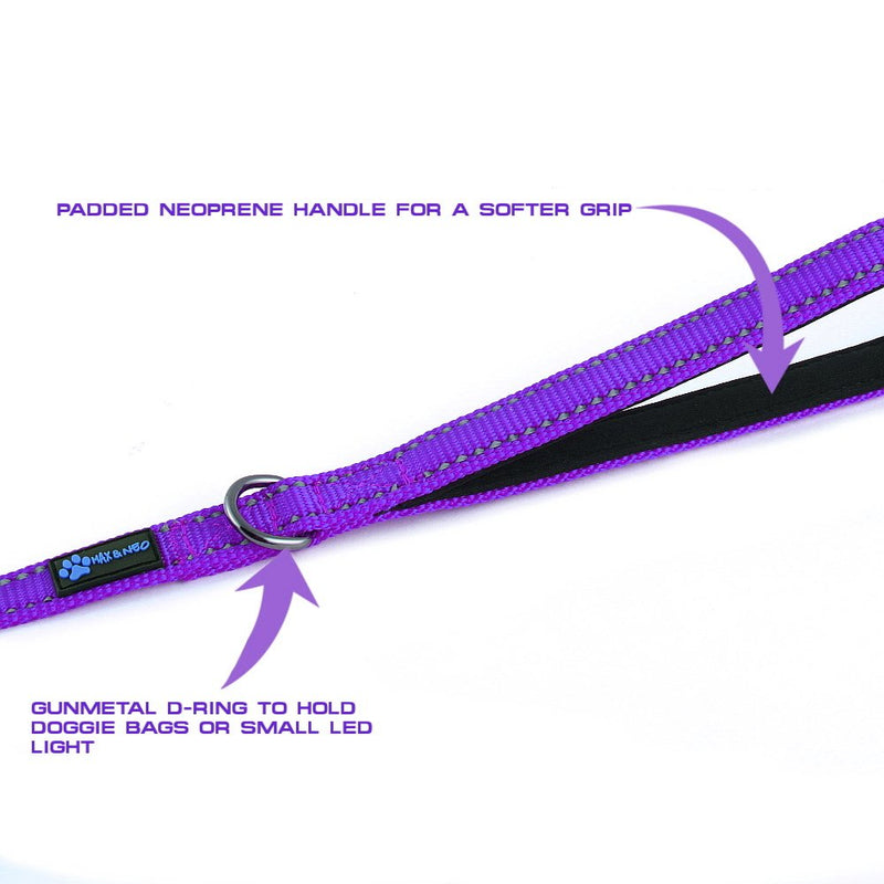 [Australia] - Max and Neo Reflective Nylon Dog Leash - We Donate a Leash to a Dog Rescue for Every Leash Sold 6 FT x 5/8" Wide PURPLE 