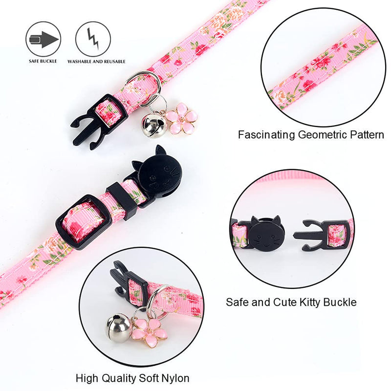 NISYYE Breakaway Cat Collar with Bell, 4 Pack Safety Adjustable Cat Collars Set - PawsPlanet Australia