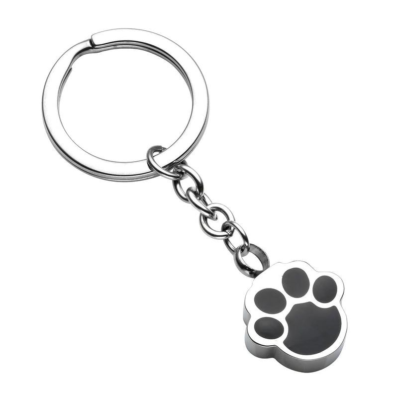 PiercingJ Free Engraving - Personalized Custom Stainless Steel Pet Cat Dog Paw Container Urn Memorial Pendant Keychain Ash Keepsake Cremation Jewelry Funnel Fill Kit Keychain(Non Engraving) - PawsPlanet Australia