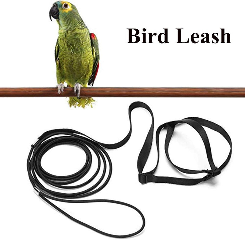 ASOCEA 2Pcs Adjustable Bird Harness Leash Pet Lead Parrot Anti-Bite Nylon Rope Suitable for Small Lovebird Cockatiel Mynah Budgie Small Birds Outdoor Flying Training - Black - PawsPlanet Australia