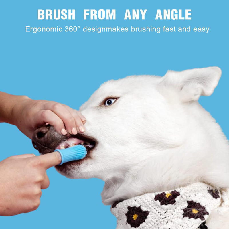 Dog Toothbrush Fingerling, Bileumec Dental Care Dog Pet Finger Toothbrush, Fingerlings Dog Dental Care, Anti-Plaque Finger Dog, Food-Safe Silicone 360° Fully Wrapped Bristles (4 Pieces) - PawsPlanet Australia