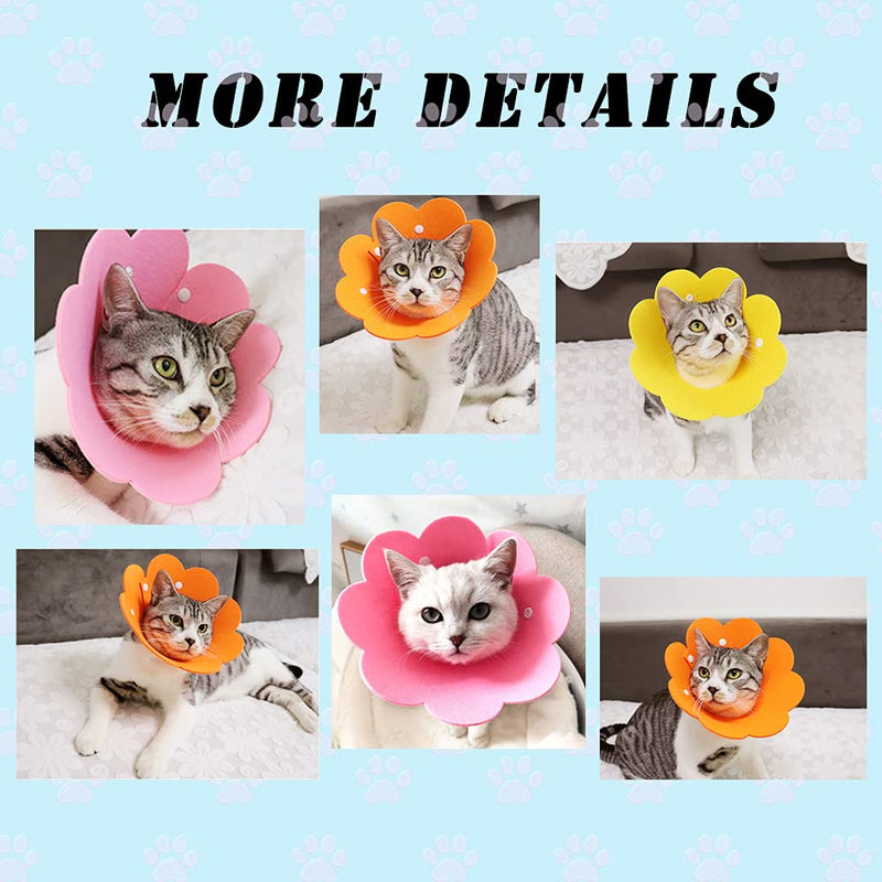 3pcs Cat Recovery Collar (9.6''x7'') - Cute Flower Neck Cat Cones After Surgery, Adjustable Cat E Collar, Head Wound Healing Protective Cone After Surgery, Elizabethan Collars for Kitten Cats - PawsPlanet Australia
