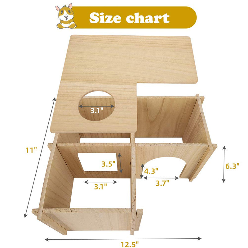 PAWCHIE Multi-Rooms Wooden Hut Natural Habitat Cage for Small Animals, Large Size Wood Hideout, Detachable House for Guinea Pigs, Hamsters, Chinchillas - PawsPlanet Australia