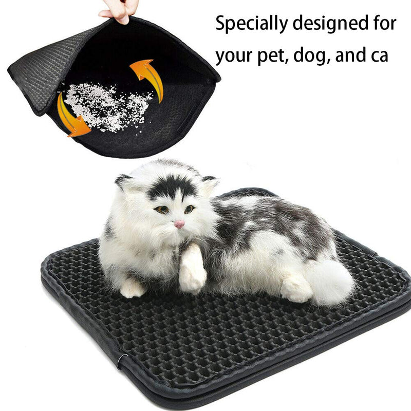 Almabner Cat Litter Mats Trapping Pads, EVA Honeycomb Double Layer Trapper Anti Slip Non Toxic Waterproof Slim Cat Litter Mat, Foldable Pad for Decentralized Control for Litter Box 30*30*0.7cm - PawsPlanet Australia