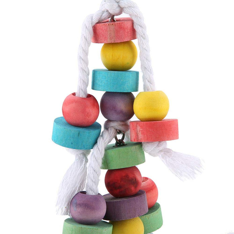 HEEPDD Parrot Chew Toy, Colorful Natural Wooden Hanging Bite Toys with Bell Cage Play Toy Supplies for Macaw African Grey Amazon Cockatoo Budgies Parakeet Cockatiel Lovebird - PawsPlanet Australia