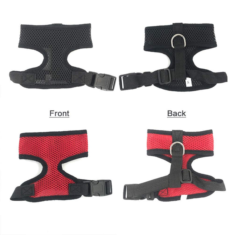 [Australia] - Soft Mesh Dog Harness Vest, Medium Dog Harness, Night Reflective Adjustable Mesh Harness with Padded Vest and Leash（Black） M Black 