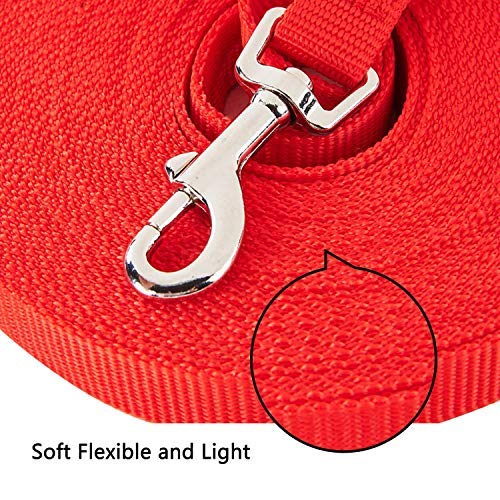 HAPPY HACHI drag leash for dogs, 3m / 5m / 10m / 15m / 20m / 33m nylon dog leash with robust and weatherproof, training leash with D-carabiner and handle padding for large to small dogs (10m, red) 10m - PawsPlanet Australia