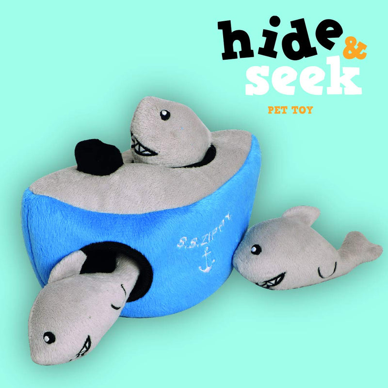 Pet Brands Hide & Seek Shark Brain Training Interactive Plush Pet Toy - PawsPlanet Australia