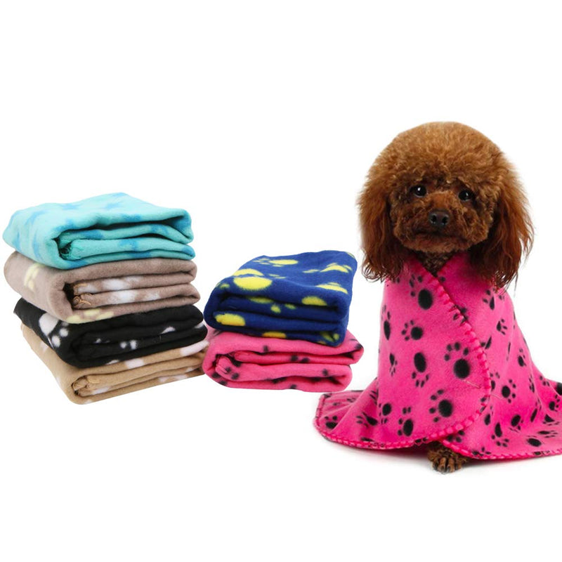 6 Pieces Pet Blanket Cushion Dog Cat Soft Warm Blankets Puppy Washable Sleep Mat Pad Bed Cover With Paw Print(60 x 70cm/23.6 x 27.6 inch, Multicolor) - PawsPlanet Australia