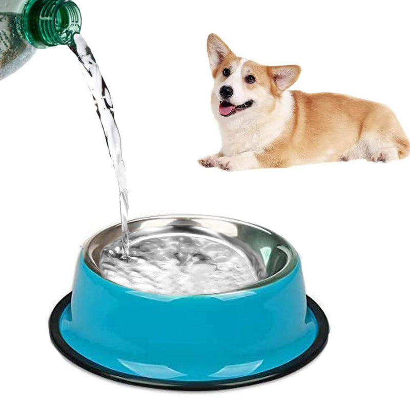 SUOXU Dog Bowl 2 Pieces Stainless Steel Dog dishes,Non-Slip Dog Feeding Bowls Metal Dog Bowls,Medium Dog Food Bowl and Water Bowls (M-580ml) M-20oz/580ml Bowl - PawsPlanet Australia