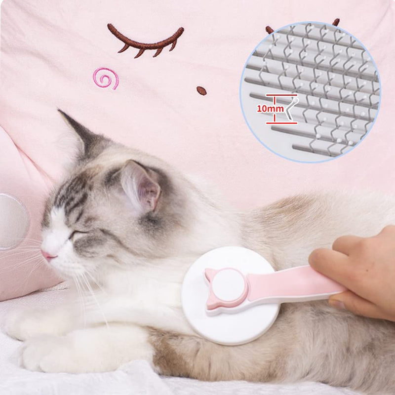 Marchul Cat Grooming Brush, Self-Cleaning Slicker Brushes for Cats, Shedding Brush for Long-Haired and Short-Haired Cats, Kitten Fur Brush for Removing Loose Undercoat (Pink) Pink - PawsPlanet Australia