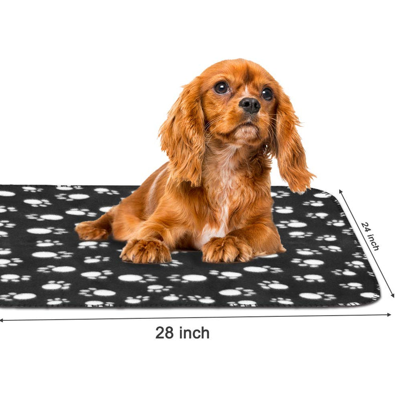 Comsmart Warm Paw Print Blanket/Bed Cover for Dogs and Cats Black 6 Pack of 24x28 Inches - PawsPlanet Australia