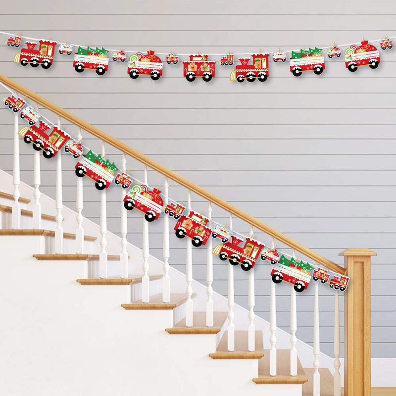 Big Dot of Happiness Christmas Train - Holiday Party DIY Decorations - Clothespin Garland Banner - 44 Pieces - PawsPlanet Australia