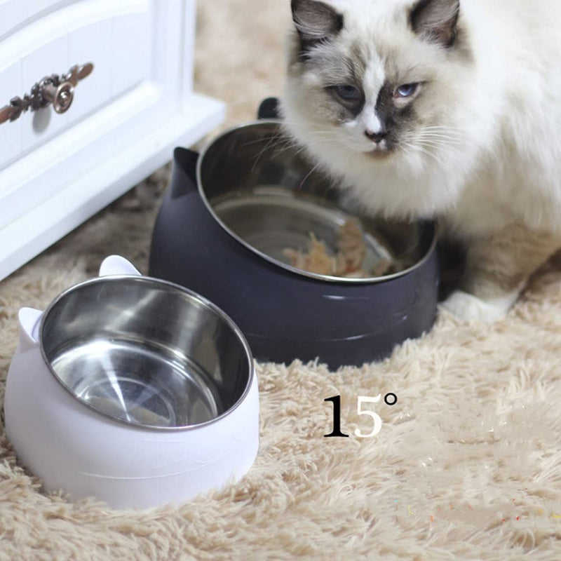 Stainless Steel Pet Cat Bowl, Cat Food Bowl, Cat Feeding Bowl, Cat Water Bowl 2 Pack (black+white) black+white - PawsPlanet Australia