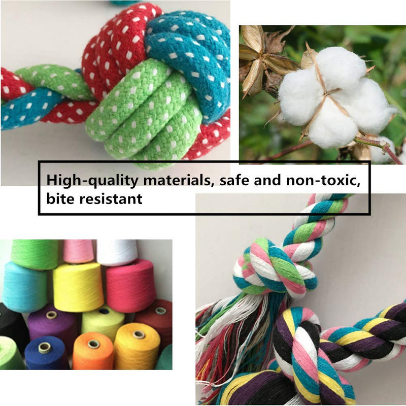 Dog Rope Toy, Dog Chew Toys, Puppy Molar Toy, Dogs Pet Braided Durable Interactive Cotton Toys, Durable Non-toxic, Teeth Cleaning for Small and Medium Dogs (10 PCS) 10 PCS - PawsPlanet Australia