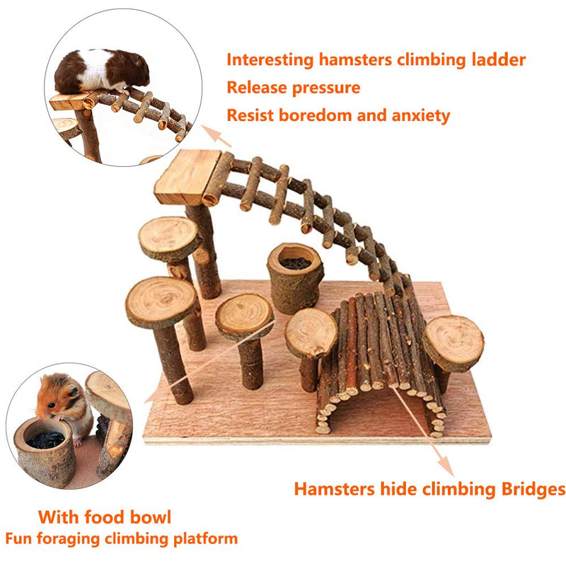 Tfwadmx Wooden Hamster Bridge, Small Animals Climbing Ladder Activity Set Platform Ramps Playground Toys for Mouse Dwarf Hamster Gerbil Rat Sugar Glider Syrian Hamster - PawsPlanet Australia